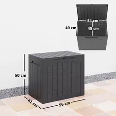 Outsunny 93L Plastic Garden Storage Box, Outdoor Storage Box with Handles, Waterproof Outdoor Storage Container, Black - 3