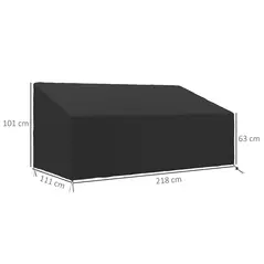 Outsunny 600D Oxford Cloth Garden Furniture Cover Waterproof, 3 Seater Sofa Protector for Patio, Outdoor, Black, 218 x 111 x 63-101 cm - 3