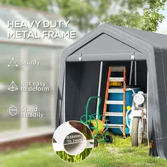 Outsunny 8 x 6.5 ft Outdoor Garden Storage Shed, Waterproof Bike Tent w/ Double Roll-up Zipper Door for Garden Tools, Dark Grey - 4