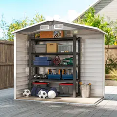 Outsunny 7 x 4ft Garden Shed, Easy to Assemble, Upgraded Galvanised Steel Frame with Foundation Kit, Double Doors with Lock, Outdoor Metal Shed with Vents and Gloves, Garden Storage Shed, Light Grey - 9