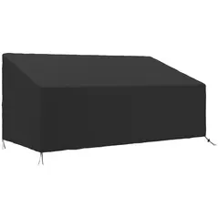 Outsunny 600D Oxford Cloth Garden Furniture Cover Waterproof, 3 Seater Sofa Protector for Patio, Outdoor, Black, 218 x 111 x 63-101 cm - 1