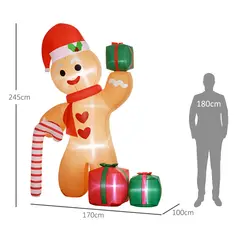 Outsunny 8ft Inflatable Gingerbread Christmas Decoration - 3