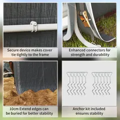 Outsunny 8 x 6.5 ft Outdoor Garden Storage Shed, Waterproof Bike Tent w/ Double Roll-up Zipper Door for Garden Tools, Dark Grey - 6