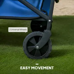 Outsunny 62L Festival Trolley on Wheels, Garden Folding Trolley Cart, 120kg Heavy Duty Collapsible Folding Wagon with Adjustable Handle and Carrying Bag for Beach, Camping, Festival, Blue - 7