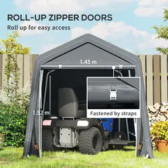 Outsunny 8 x 6.5 ft Outdoor Garden Storage Shed, Waterproof Bike Tent w/ Double Roll-up Zipper Door for Garden Tools, Dark Grey - 5
