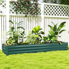 Outsunny 60 x 240cm Galvanised Steel Planter, with Open Bottom - 8