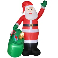 Outsunny 9ft/275 cm Christmas Inflatable Santa with Bear Sack, Giant Christmas Blow Up Decoration with Built-in LED Lights for Garden, Indoor Outdoor Home Decor - 1