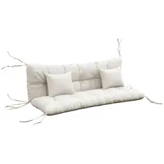 Outsunny Back and Seat Cushion Replacement with 2 Pillows, Patio Chair Cushions Set with Ties, White - 1