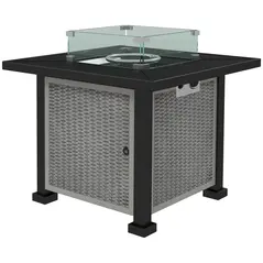 Outsunny 81 x 81cm 50,000 BTU Gas Fire Pit Table - Grey - 1