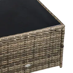 Outsunny 8 Pieces Outdoor PE Rattan Sofa Set with Cushions, Patio Garden Furniture Sets with Glass Top Coffee Table, Storage Corner Table, Mixed Brown - 9