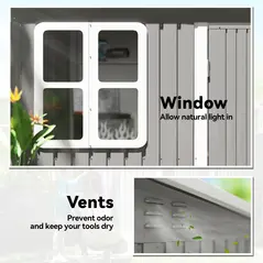 Outsunny 8.5 x 6ft Storage Shed Galvanised Steel Garden Shed, Metal Shed with Foundation Kit, Window, Lockable Wide Doors and Air Vents for Outdoor Patio, Light Grey - 6