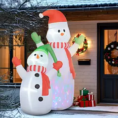 Outsunny 8ft Inflatable Snowman and Son Christmas Decoration - 8
