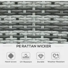 Outsunny 7-Piece Rattan Garden Furniture Set with Cushions, 6 Seater Garden Table and Chairs, Rattan Dining Set with 6 Armchairs, Rectangular Glass Top Table, Grey - 5