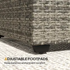 Outsunny 90 x 50cm Glass-Top Rattan Side Table - Dark Grey - 7