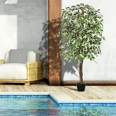 Outsunny Artificial Plant in Pot, Fake Plant for Home Indoor Decor, 160cm, Green - 4