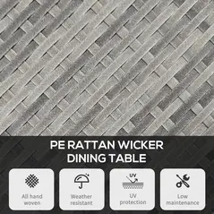 Outsunny 70 cm Wood-Effect Rattan Garden Table - Grey - 4
