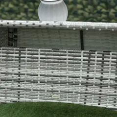 Outsunny 7-Piece Rattan Garden Furniture Set with Cushions, 6 Seater Garden Table and Chairs, Rattan Dining Set with 6 Armchairs, Rectangular Glass Top Table, Grey - 9