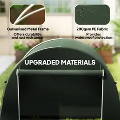 Outsunny 8 x 4 ft Garden Storage Tent, Waterproof Bike Tent with Roll-up Zipper Door and Galvanised Metal Frame, Green - 4