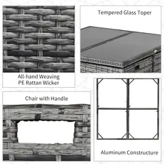 Outsunny 8-Seater Rattan Dining Set Garden Furniture Cushion Seat Woven Rattan Grey - 4