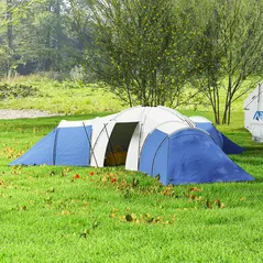 Outsunny 6-9 Man Tent with Bedrooms and Living Room, Accessories Included, Blue - 8
