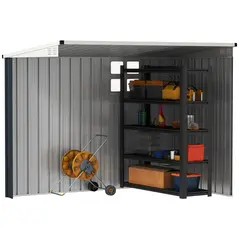 Outsunny 7.6 x 4ft Garden Metal Shed, Outdoor Storage Shed with Window, 2 Vents and Lockable Door for Garden, Patio, Dark Grey - 8