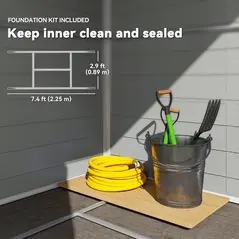 Outsunny 7.9ft x 6.2ft Aluminium Frame Rust Resistance Waterproof Shed, with Galvanised Foundation - Light Grey - 6