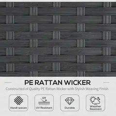 Outsunny 9-Seater Garden Rattan Furniture 10 Pcs Rattan Corner Dining Sofa Set, Grey/Dusty Blue Cushion - 4