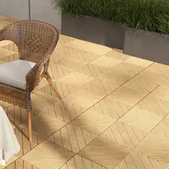 Outsunny 9 Pcs Garden Decking Tiles Wooden Outdoor Flooring Tiles for Patio, Balcony, Terrace, Hot Tub, Yellow - 2