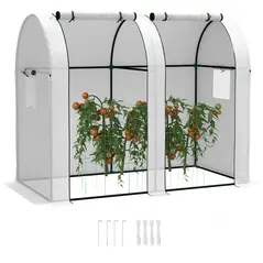 Outsunny 94 x 185cm Mini Two-Room Greenhouse - White - 1