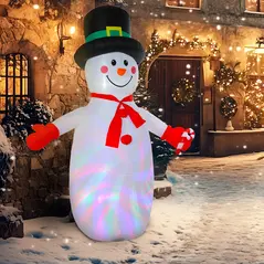 Outsunny 8FT Christmas Inflatable Outdoor Decoration with Dynamic Disco & LED Lights, Self-Inflating Christmas Blow Up Snowman for Garden, Indoor Outdoor Home Decor - 8