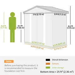 Outsunny 7 x 4ft Garden Shed, Easy to Assemble, Upgraded Galvanised Steel Frame with Foundation Kit, Double Doors with Lock, Outdoor Metal Shed with Vents and Gloves, Garden Storage Shed, Natural - 3