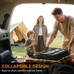 Outsunny 62L Festival Trolley on Wheels, Garden Folding Trolley Cart, 120kg Heavy Duty Collapsible Folding Wagon with Adjustable Handle and Carrying Bag for Beach, Camping, Festival, Grey - 6