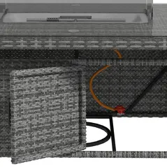 Outsunny 7 Pieces Outdoor Rattan Garden Furniture with Fire Pit Table, 6 Seater Garden Table and Chairs with Cushions, Rattan Dining Set with Propane Heater Table, Windscreen, 50,000 BTU, Grey - 8