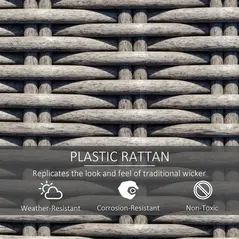 Outsunny 8-Seater Outdoor PE Rattan Sofa Set Conversation Set w/ Fire Pit Table, L-Shape Sofa, Footstool and Furniture Cover - 6