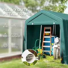 Outsunny 8 x 6.5 ft Outdoor Garden Storage Shed, Waterproof Bike Tent with Double Roll-up Zipper Door for Garden Tools, Green - 4