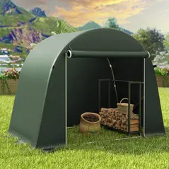 Outsunny 8 x 4 ft Garden Storage Tent, Waterproof Bike Tent with Roll-up Zipper Door and Galvanised Metal Frame, Green - 7