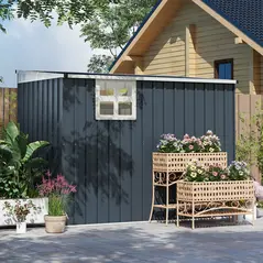 Outsunny 7.6 x 4ft Garden Metal Shed, Outdoor Storage Shed with Window, 2 Vents and Lockable Door for Garden, Patio, Dark Grey - 9