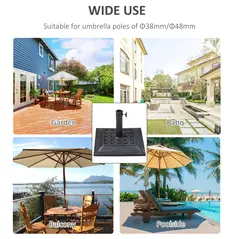 Outsunny 9kg Square Garden Parasol Base Holder Resin Outdoor Market Umbrella Stand with Adjustable Coupler, Bronze - 6