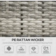 Outsunny 7-Seater Patio wicker Sofa Set Rattan Chair Furniture w/ Glass & Cushioned, Dark Blue - 4