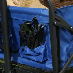 Outsunny 62L Festival Trolley on Wheels, Garden Folding Trolley Cart, 120kg Heavy Duty Collapsible Folding Wagon with Adjustable Handle and Carrying Bag for Beach, Camping, Festival, Blue - 9