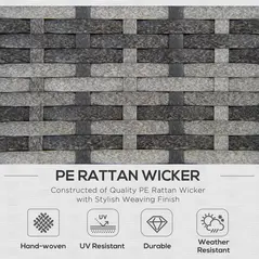 Outsunny 6PC Rattan Corner Sofa Set Wicker 4 Seater Garden Storage Coffee Table Conversation Ottoman Outdoor Weave Furniture w/ Cushion Grey - 4