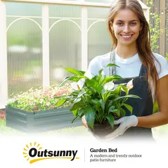 Outsunny 60 x 240cm Galvanised Steel Planter, with Open Bottom - 9