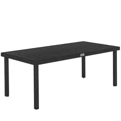 Outsunny Aluminium Outdoor Garden Dining Table for 8 People, Faux Wood Top, for Garden, Patio, 190 x 90 x 74cm, Black - 1