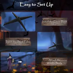 Outsunny 6ft Animated Witch Decoration, with Sound - Purple/White - 7