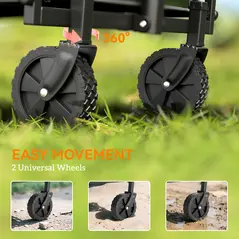 Outsunny 62L Festival Trolley on Wheels, Garden Folding Trolley Cart, 120kg Heavy Duty Collapsible Folding Wagon with Adjustable Handle and Carrying Bag for Beach, Camping, Festival, Green - 7