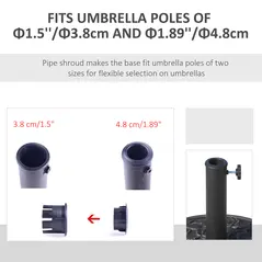 Outsunny 9kg Garden Parasol Base, Round Resin Cast Iron Effect Sun Umbrella Base, Outdoor Umbrella Stand for 38mm or 48mm Outdoor Umbrella Poles, Bronze Tone - 6