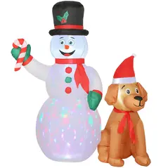 Outsunny 6FT Christmas Inflatables Snowman & Dog with Built-in LED Lights and Flashing Light, Blow Up Christmas Inflatable Decoration for Indoor Outdoor Decor, Garden - 1