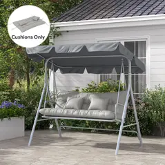 Outsunny Back and Seat Cushion Replacement with 2 Pillows, Patio Chair Cushions Set with Ties, Light Grey - 2