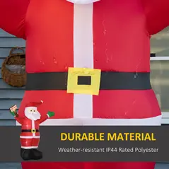 Outsunny 8ft Inflatable Christmas Santa Claus Holds Light Sign of Blessings, Blow-Up Outdoor LED Yard Display for Lawn Garden Party - 5