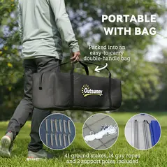 Outsunny 6-9 Man Tent with Bedrooms and Living Room, Accessories Included, Blue - 7